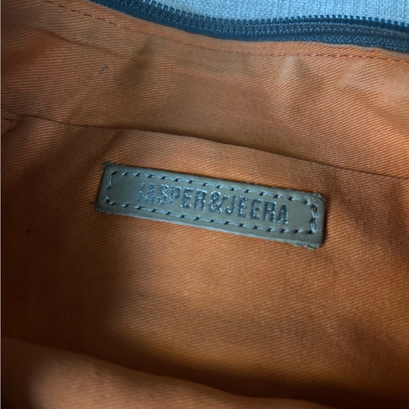 Artistic Blue and Cream Clutch by Jasper and Jeera - Picture 5 of 8